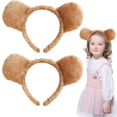 XNIVUIS 2 Pcs Teddy Bear Ear Headbands - Bear Ear Accessories for Adults & Children - Animal Costume Accessories for World Book Day, Animal Party, Carnivals & Easter