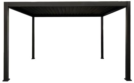 Pergola bioclimatica Atena in alluminio colore grigio antracite, 3x3x2,5 metri