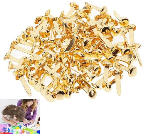 100 Stück Musterbeutelklammern, Musterklammern, Briefklammern, Metall Rundkopfklammern, Verschlussklammern, Für Schule Büro Papier Briefklammern Basteln Handwerk DIY (Gold)