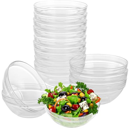 YAYODS Lot de 15 bols en verre Ø 12 cm – Bols à dessert en verre 330 ml – Bol à dessert – Bols en verre – Bols à compote – Saladiers – Bol en verre – Bol pour collations, salade, fruits