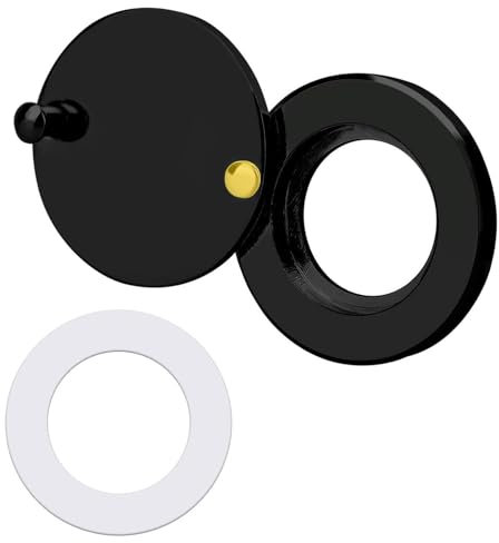IUSOT Cache-judas de porte (noir) - Couvercle de judas - En laiton massif - Avec ruban adhésif double face - Pour judas de porte de 5/8 de diamètre