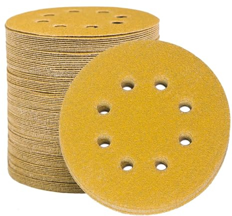 STEBRUAM Disco de Lija de 100 Piezas 40 Granos Discos de Lija 125mm Papel abrasivo autoadhesivos Discos de Pulir Hook and Loop Papel de Lija Abrasivos 8 Agujeros para Lijadora Orbital