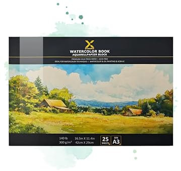 Premium Aquarellpapier Block 300g/m² I 25 Seiten I Künstlerqualität I säurefrei I kaltgepresst – Ideal für Aquarell, Skizzen & Mixed Media (A3)