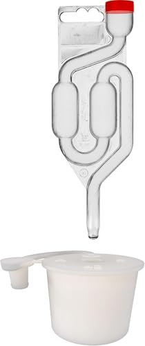lilawelt24 Gummistopfen+Gärrohr Gäraufsatz Set für Fermentieren Brauen Herstellung Sauerkraut Gären Gärröhrchen für Weinballon mit Stopfen Gummikorken Gärspund Gärverschluss (32/29 mm+ Gärrohr)