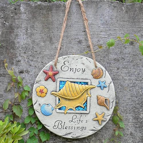 SBJKLYRN Pietra calpestabile da Giardino， Decorazione murale con Motivo a Stelle Marine e Conchiglie, con spago, pavimentazione Antiscivolo for vialetti e Giardini(Conch)