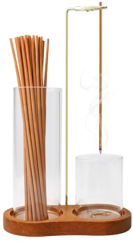 Upside Down Incense Holder Incense Stick Holders Removable Glass Catcher | Wooden Brown Joss Stick Holder Anti-Ash Design for Yoga Spa Zen Meditation Tea Wonderful Gift for Any Occasion