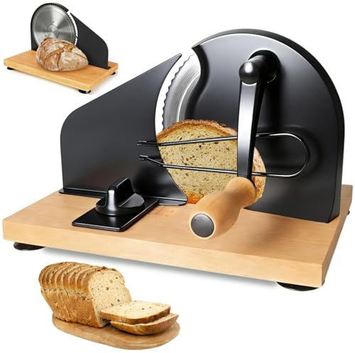 Bread Slicer for Homemade Sourdough Bread,Manual Slicer Making Tools,Adjustable Thickness Bread Knive Cutter with Hand Crank for Sandwich with Scale Line & Suction Base,Sharp Stainless Steel Blade