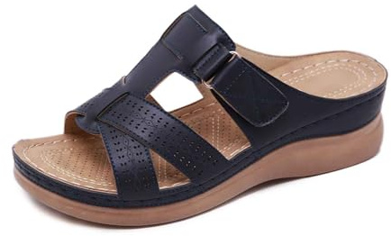 CEWIFO Infradito Donna Piscina Ciabatte Doccia Donna Zeppa Donna Scarpe Aperte Casual Traforate Estive Perfette Tempo Libero Vacanze Outfit (Dark Blue, 39)