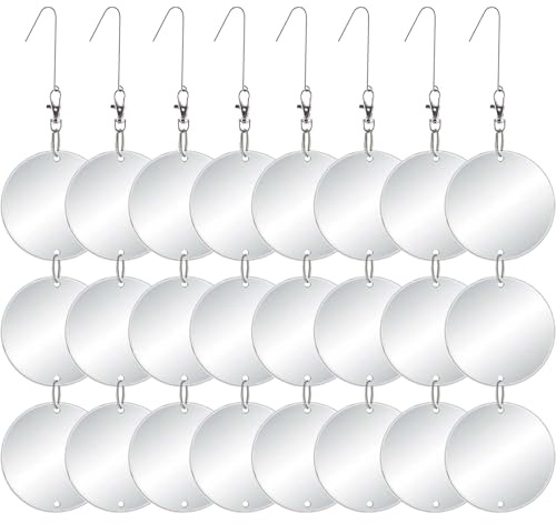 Chephon Upgraded Bird Scare Discs Set - Large 24 Discs - Highly Reflective Double-Sided Bird Reflectors Scare Devices - Better to Keep Most Birds Away Like Woodpecker and Pigeon