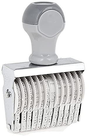 Saim Number Stamp 12 Band Rubber Wheel Office Supermarket 0-9 Numbers Numbering Self Inking Rubber Stamp - White