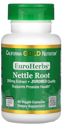 California Gold Nutrition EuroHerbs, Nettle Root Extract, Euromed Quality, 250 mg, 60 Veggie Capsules