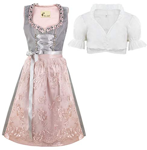 Alte Liebe 3tlg. Kinder Dirndl Spitzenschürze KD-103/152 Mädchen Dirndl, Klied Länge 91cm, Kleid