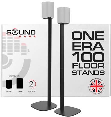 One / ERA100 - Soporte de Suelo (2 Unidades), Color Negro | Compatible con Sonos One, Gen 2, Play:1, SL | Diseño a Prueba de Futuro también Compatible con ERA 100, diseñado por Sound Bass UK. Doble
