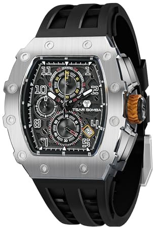 TSAR BOMBA Luxus Herrenuhren Tonneau Quarzwerk wasserdichte Uhr TB8204Q