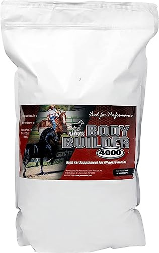 Horse Weight Gain Supplement – Pennwoods Body Builder 4000, High Fat 40% Formula for Hard Keepers, Builds Weight, Topline & Condition, High Calorie Energy, 12 lb