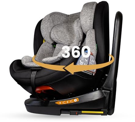 MEIN I-Size Seggiolino Auto 0-36 kg Isofix per 40-150 cm Seggiolino Auto Girevole a 360° con Seduta Reclinabile e Cintura di Sicurezza 5 Punti Gruppo 0+ 1/2/3 ca. 0-12 anni