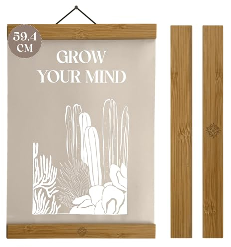 LEBENSKOMPASS® Magnetische Posterschiene A1, Posterleiste Bilderrahmen aus Bambus 60 cm für Wandbilder, Fotos, Holzrahmen Bilderleiste Klemmleiste