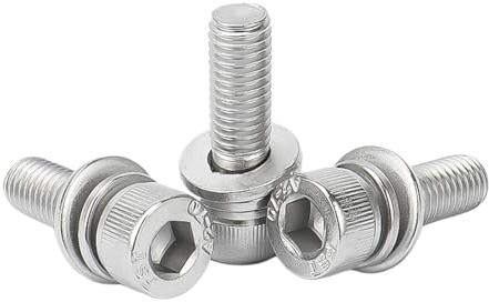 10~50 Stück Innensechskantschrauben mit Unterlegscheibe, dreiteilige Halbrundschrauben M3 M4 M5 M6 M8, Edelstahl, metrisch, drei Kombinationsgewinde(20mm,M4(50pcs))