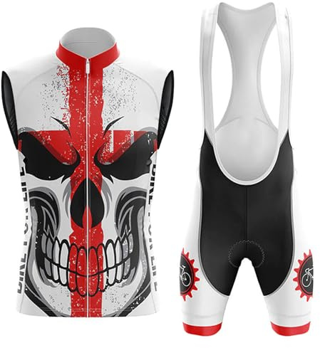 Completo Ciclismo Uomo Abbigliamento Bici MTB Estivo Tuta Ciclista Senza Maniche,Maglietta Bicicletta Gilet e Salopette Pantaloncini con 19D Gel Imbottiti,Maglia da Ciclo Asciugatura Rapida(B1,L)