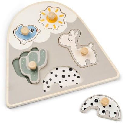 Done by Deer Lalee Beige - Giocattolo Montessori, giocattolo educativo in legno, giocattolo motorio da 1 anno