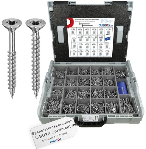 FRANTOS L-BOXX Spanplattenschrauben Edelstahl A2 3151tlg Torx