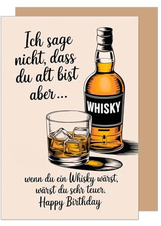 Edition Seidel Premium Geburtstagskarte mit Umschlag. Glückwunschkarte Grußkarte Karte mit lustigem Spruch Geburtstag Happy Birthday Mann Frau Whisky (G3622 SW024)