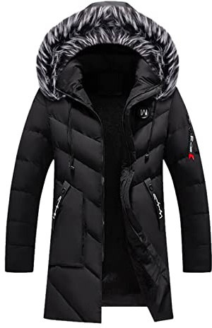 Abrigo de plumón largo de invierno para hombre, parka acolchada negra con capucha de piel, chaqueta gruesa aislante y resistente al viento para frío extremo, ropa exterior cálida resistente al agua