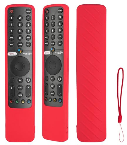 Funda para Mando a Distancia de Silicona Compatible con TV P1 32 43 55 Android Q1 75 LED TV XMRM-19 Mando a Distancia por Voz Cubierta Protectora antigolpes con Rojo y cordón