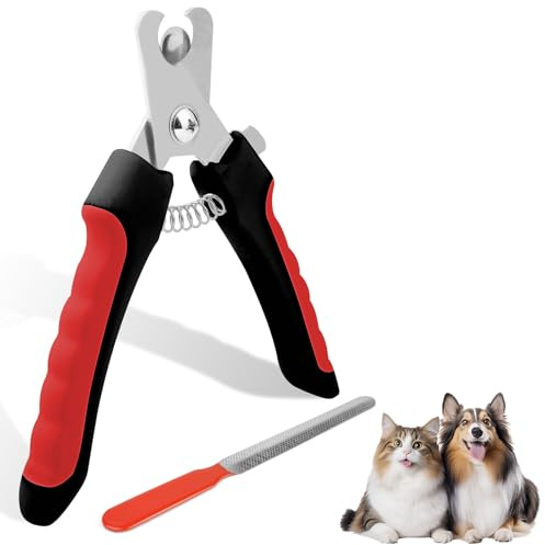 Aomig Kloslip 2st Professionell Klosax för hundar med nagelfil Rostfritt stål Kloslip för hundar Kloslipare för hundar Nagelklippare för hundar Stor med säkerhetsskydd（Röd och svart）