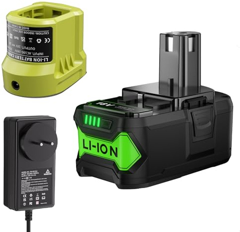 5000mAh P108 Ersatzakku und Ladegerät für Ryobi One Plus Werkzeugakkus für Ryobi 18v RB18L50 RB18L40 P189 P102 P107 RB18L25 RB18L20 RB18L15 RB18L13 Akku