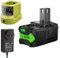 Batterie 5000 mAh pour Ryobi 18 V One + batterie de rechange et chargeur pour Ryobi 18 V P108 RB18L50 RB18L40 P189 P102 P107 RB18L25 RB18L20 RB18L15 RB18L133 Couleur : noir