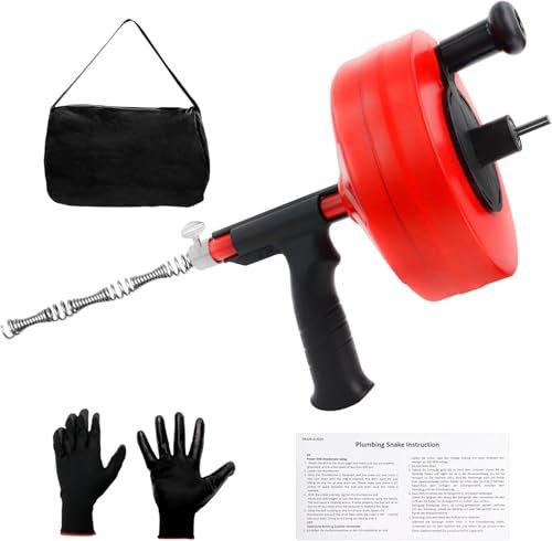 Spirale de Nettoyage de Tuyaux (10.6M), Tuyau de Vidange en Spirale avec Adaptateur de Foret, Extracteur de Sabot Sanitaire, Utilisation Manuelle ou Électrique Convient aux Siphons de Cuisine