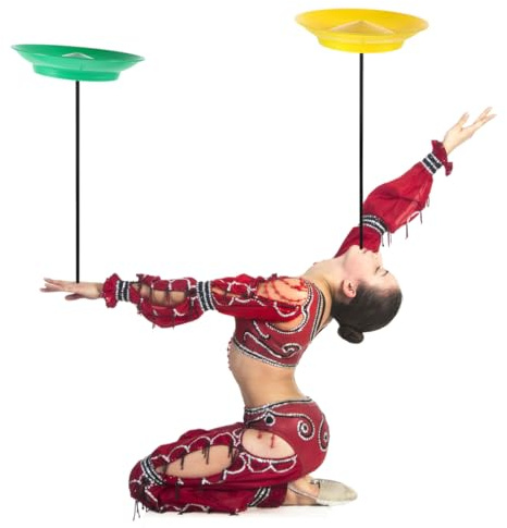 SUPVOX 2 Pcs Assiettes Chinoises de Jonglage avec Bâtons - Kit de Cirqu e pour Enfants et Adultes - Accessoires d'Adresse pour Spectacles et Équilibre