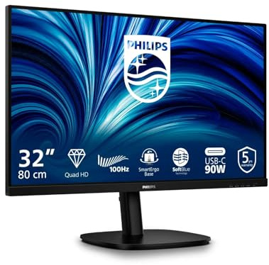 Philips 32B2U3601 USB Hub Monitor 31.5 pollici WQHD, 100Hz, IPS, 4ms GtG, altezza regolabile, Speakers, (2560x1440 HDMI 1x 2.0 DP 1x 1.4) nero