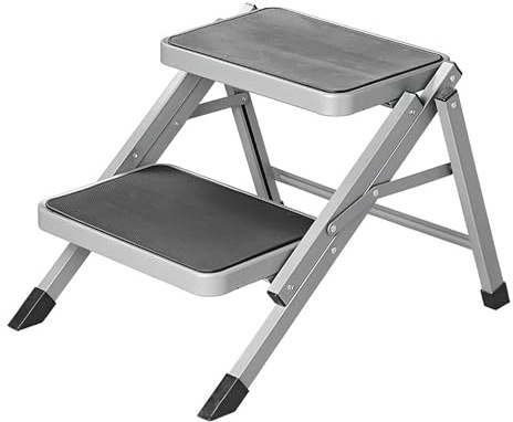 Doble peldaño plegable 59,5 x 49 x 39 cm con 2 peldaños antideslizantes 37,8 x 25,5 cm escalón plegable para autocaravana, camping, máx. 150 kg EN14183