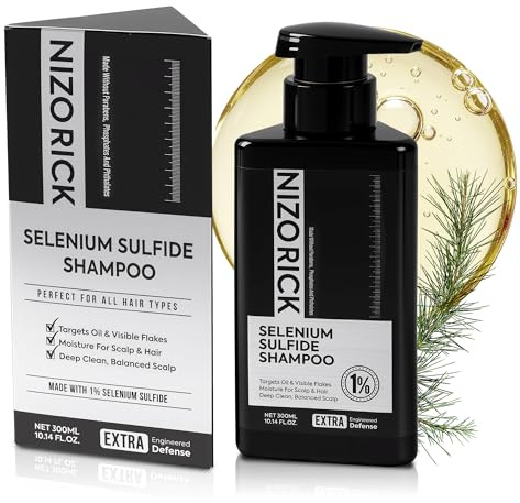 Nizorick Shampoing Antipelliculaire, 1% Sulfure de Sélénium, Pellicules et Cuir Chevelu Sensible, Formule Hydratante Non Desséchante, Soin Doux, 300 ml