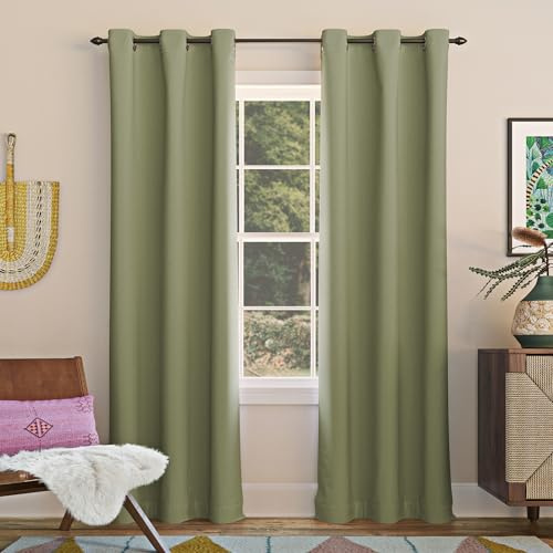 Sun Zero Easton Energy Saving Blackout Grommet Curtain Panel, 40 x 84, Sage Green