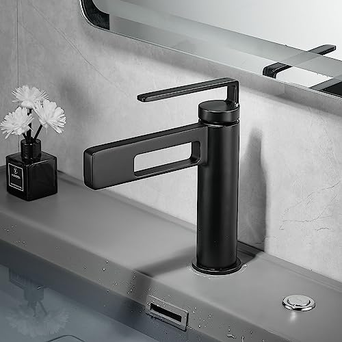 Schwarz Badarmatur Waschtischarmatur, Moderne Kreative Design, Bad Wasserhahn Mischbatterie Waschbeckenarmatur Bad Armatur für Badezimmer SHUNLI