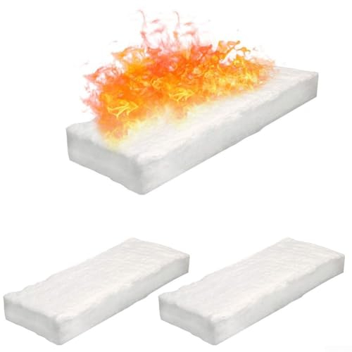 ZAMETTER Fireplace Safety Blanket 3Pcs Ceramic Wool Sponge Bioethanol Indoor Firplace Firebox Ceramic Sponge Bio Fibres Gel Fireplace Sponge Calcium-Magnesium-Silicate Fibre Blankets(30×10×1CM)