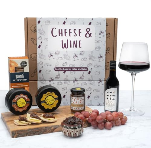 Cheese, Red Wine, Crackers and Chutney Gift Set | Cheese & Wine Gift Hamper (Red Wine & Cheese Gift Box)