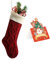 meioro Weihnachtsstrümpfe, 46cm Großes Kabel Gestrickte Weihnachtssocke, Farbe-Kontrast Weihnachten Strumpf Deko für Kamin Family Holiday Party Festival Dekorationen mit Grußkarte (Burgund, 1 Pcs)