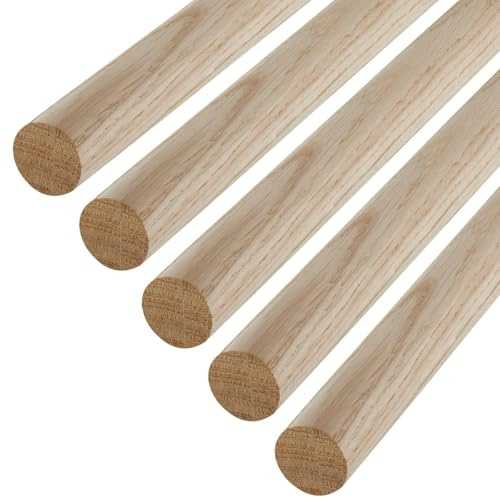 5 pezzi SOTECH rovere bastoni rotondi lisci Ø30 x 1000 mm bastoni rotondi in legno per l'artigianato o come appendiabiti