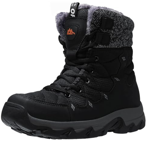 TRAILBLITZ Scarpe Invernali Uomo Scarponcini Stivali da Neve Idrorepellenti Antiscivolo da Esterno Caldi Altezza 18 CM (41 Uomo,Nero)