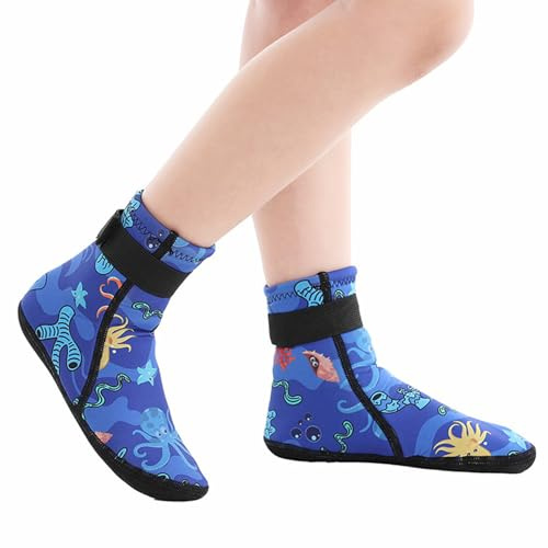 WKabnkn Calcetines de natación para buceo, esnórquel, surf, deportes acuáticos, niños, buceo, playa, agua, para niños, jóvenes, calcetines acuáticos, Azul Print, 23 to 26