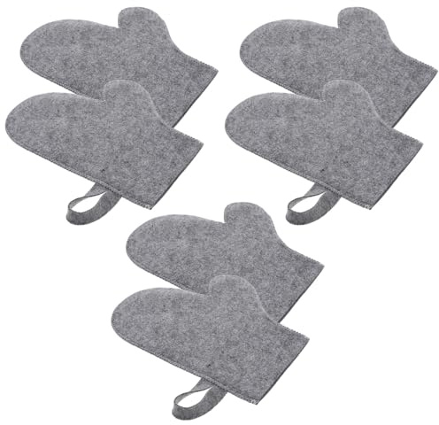HOODANCOS 6pcs Heat-resistant Felt Sauna Gloves for Steam Indoor Spa Absorbent Bath Shower Mitts with Rapid Moisture Control Insulated Hand Protection for Men Women