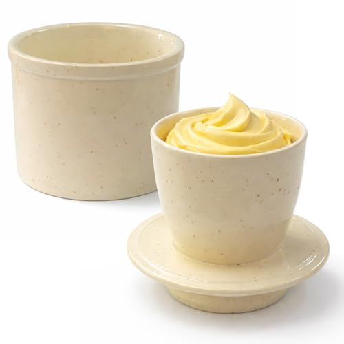 kelav Burriera in Ceramica con Sistema a Raffreddamento Ad Acqua, Portaburro Francese per Mantenere Burro Fresco e Spalmabile, Capacità 250 g