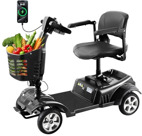 Z02 Mobility Scooters for Adults Electric Mobility Folding Scooter,Lightweight,Removable 12Ah Battery,20km Range,360° Swivel Seat, LED Headlight,Detachable Basket,Ideal for Seniors Shopping and Travel