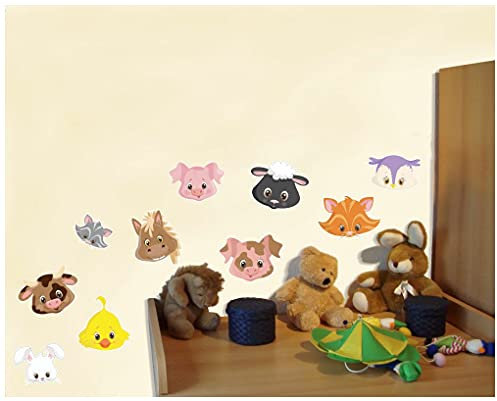 Samunshi® 11x Wandtattoo Baby Bauernhof Tiere Set Wandbilder Kinderzimmer Deko Junge Wandtattoo Kinderzimmer Mädchen Wandsticker 2x 41x66cm