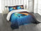 ABAKUHAUS Erde Tagesdecke Set, Galaxy-Raum spielt Astral, Set mit Kissenbezug Weicher Stoff, für Einzelbetten 170 x 220 cm, Orange blau schwarz