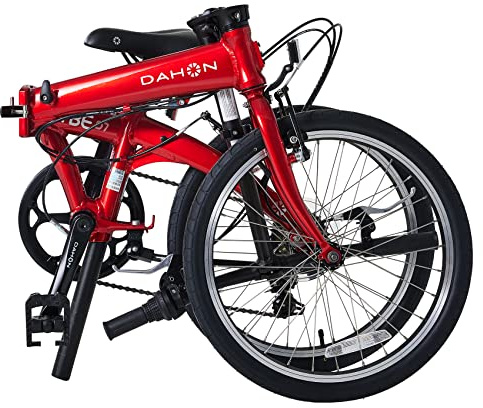 Dahon VYBE D7 Folding Bike, Lightweight Aluminum Frame; 7-Speed Gears; 20” Foldable Bicycle for Adults, Red